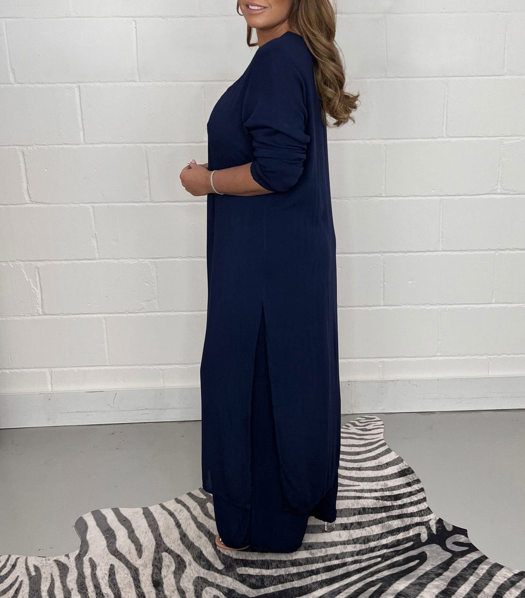 Sofia Casual Long Top and Matching Pants Set