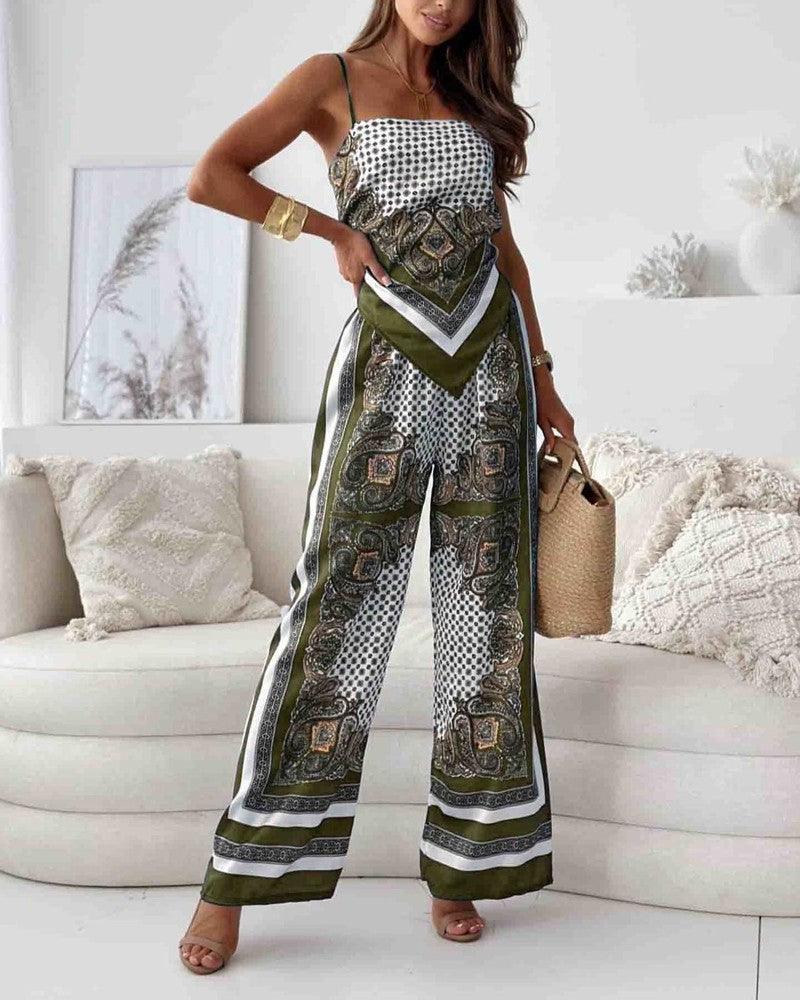 Lila Printed Lace-Up Vest & Pants Set