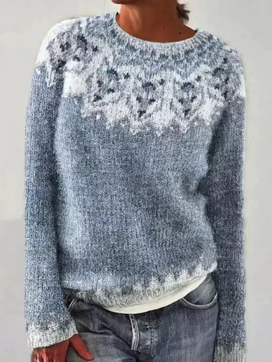 Women's Norwegian Fair Isle Sweater – Nordic Crew Neck Knit Pullover