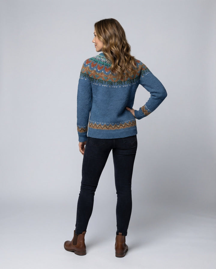 Women's Nordic Icelandic Sweater – Vintage Pattern Crew Neck Pullover