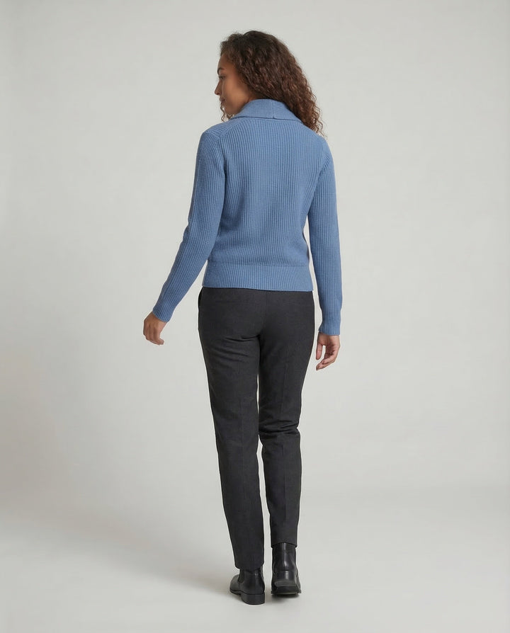Women's Lapel Collar Knit Cardigan – Button Front Long Sleeve Cardigan