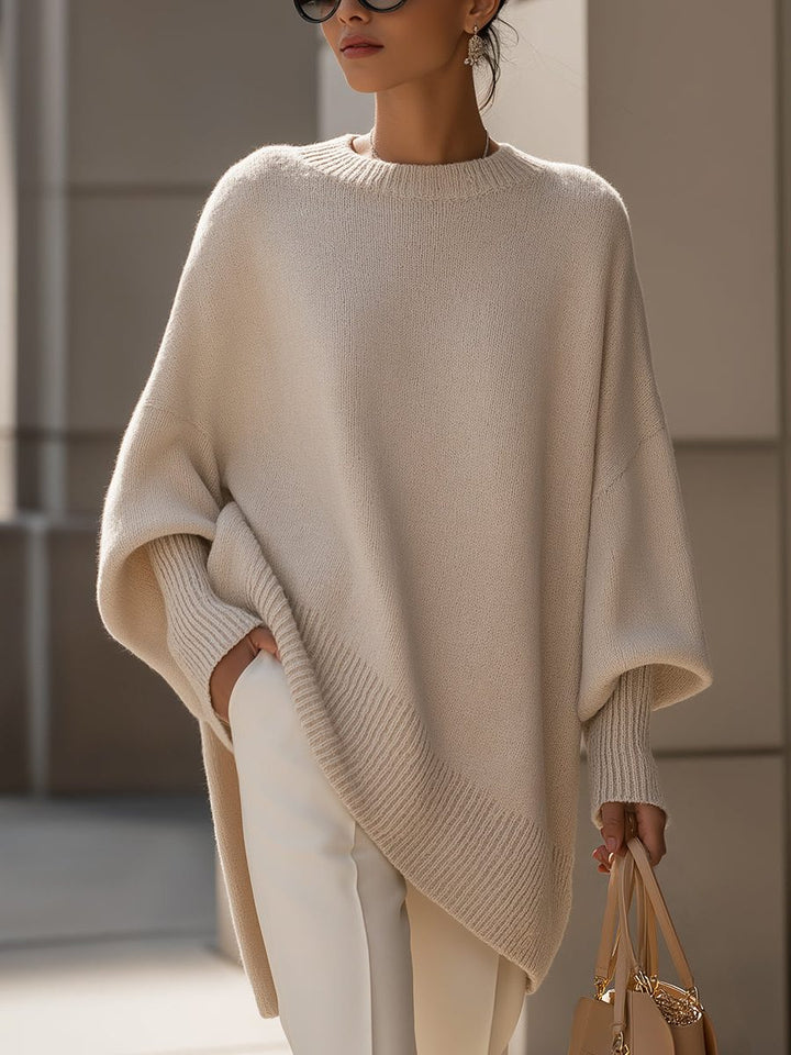 Bathilde | Merino Wool Knit Oversized Asymmetrical Sweater for Women
