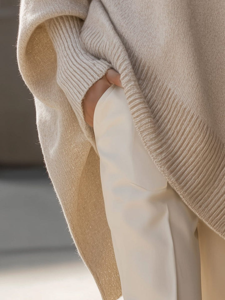 Bathilde | Merino Wool Knit Oversized Asymmetrical Sweater for Women