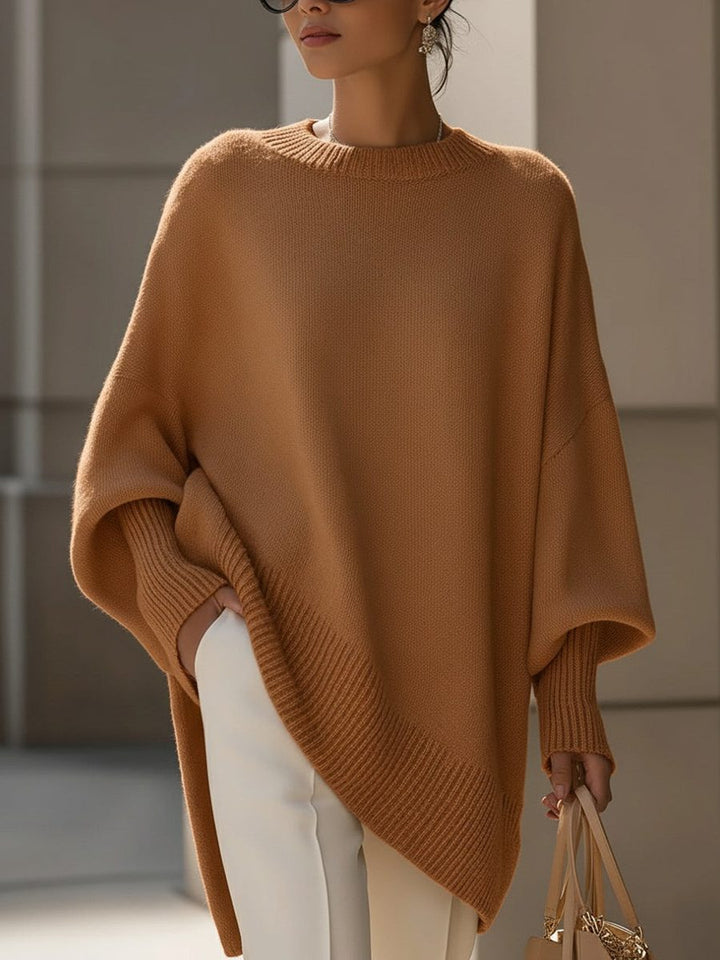 Bathilde | Merino Wool Knit Oversized Asymmetrical Sweater for Women
