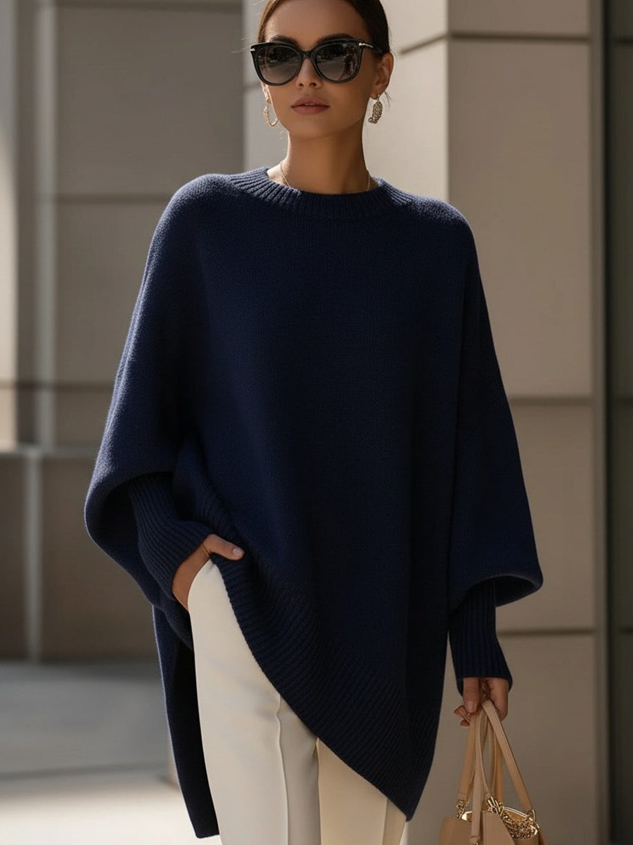 Bathilde | Merino Wool Knit Oversized Asymmetrical Sweater for Women