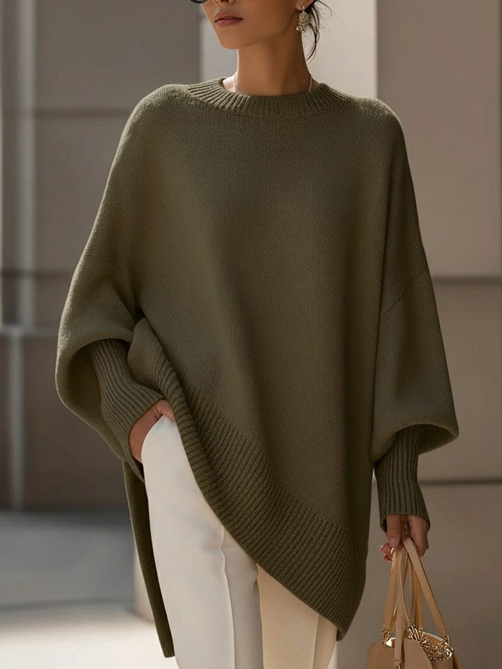 Bathilde | Merino Wool Knit Oversized Asymmetrical Sweater for Women