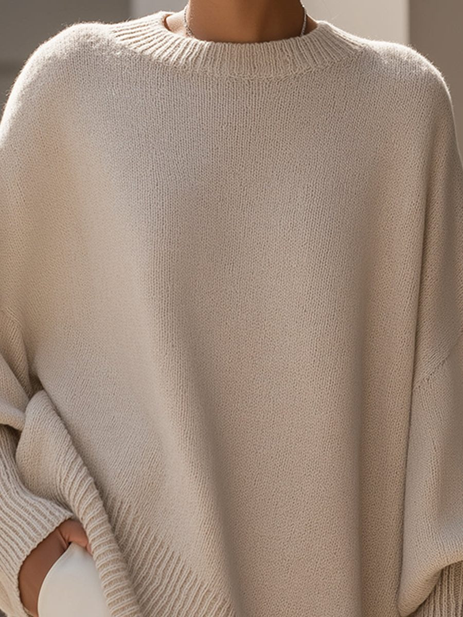 Bathilde | Merino Wool Knit Oversized Asymmetrical Sweater for Women