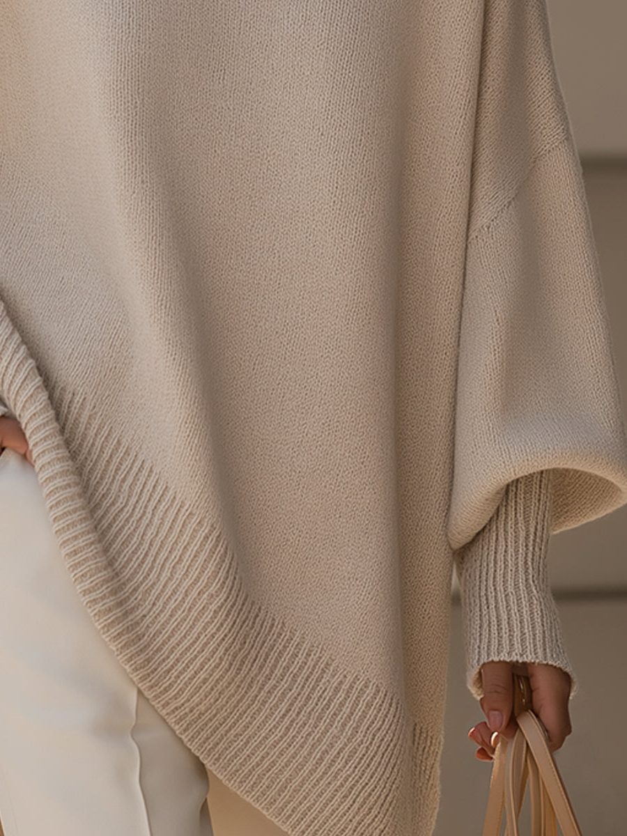 Bathilde | Merino Wool Knit Oversized Asymmetrical Sweater for Women
