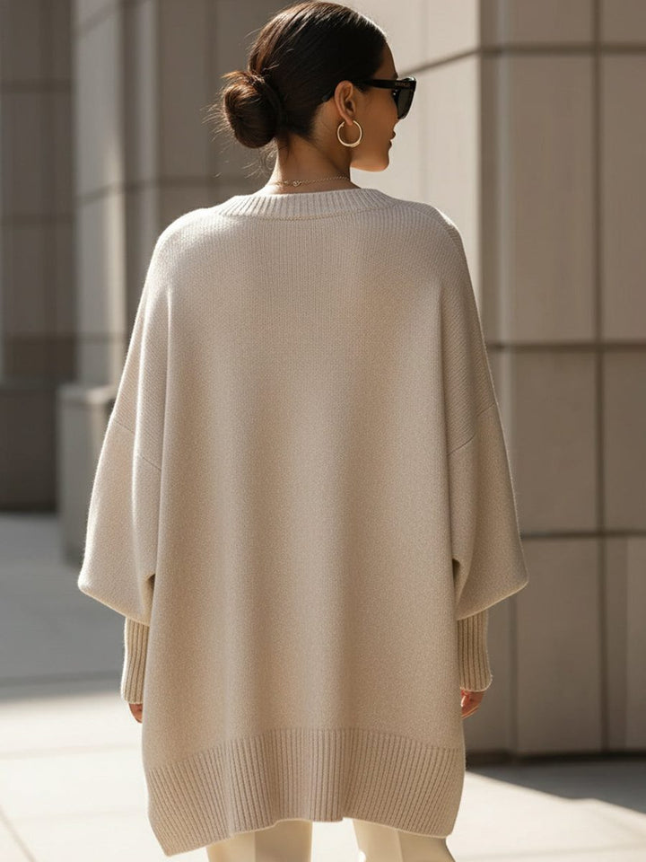 Bathilde | Merino Wool Knit Oversized Asymmetrical Sweater for Women