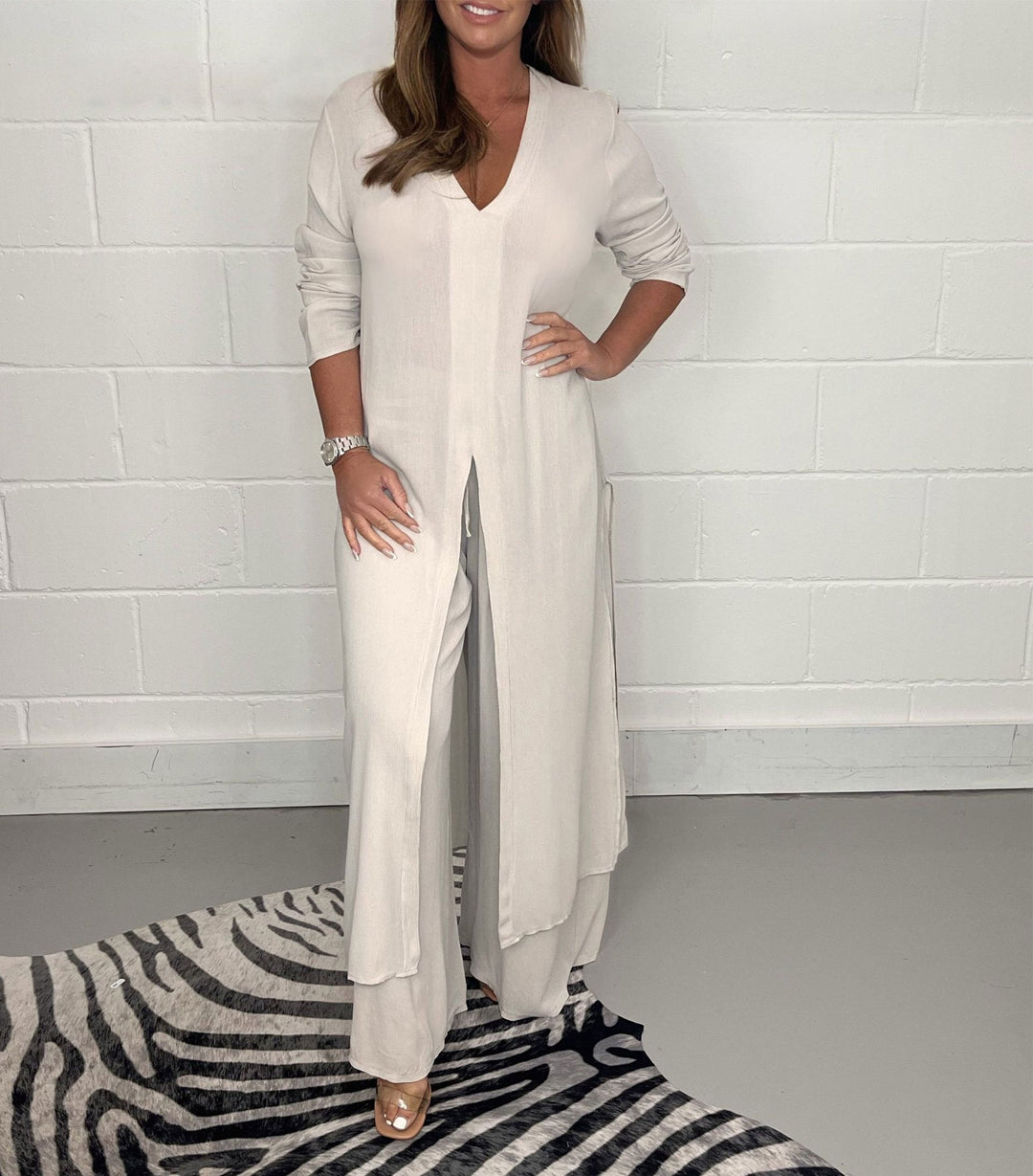 Sofia Casual Long Top and Matching Pants Set