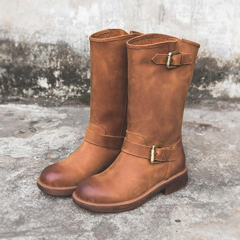 Women's Buckle Boots – Bold Style, Comfortable Fit – Casual Footwear