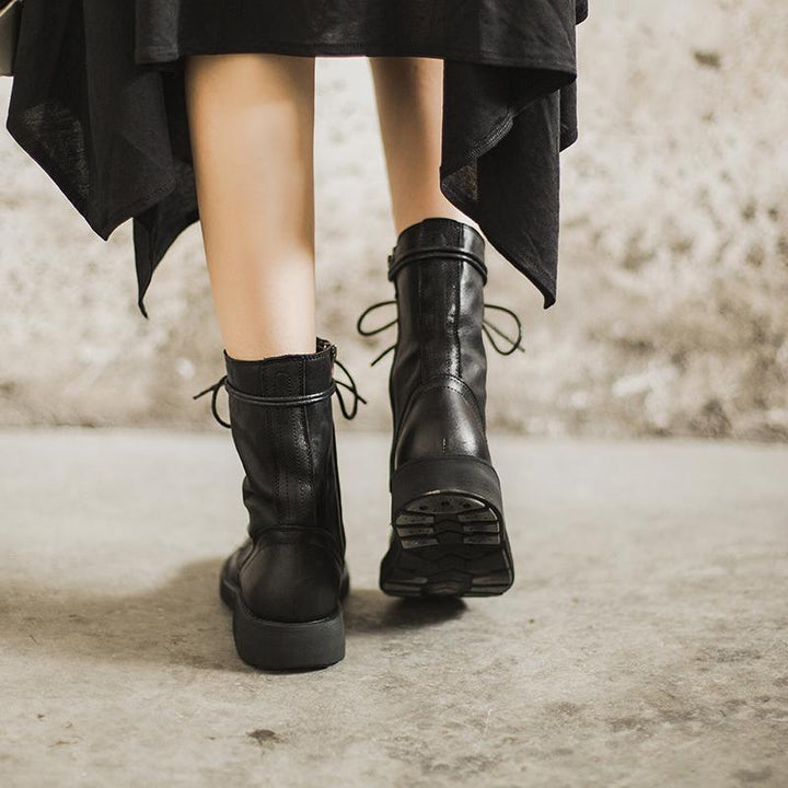 Women's Boots Lace Closure Mid Ankle Block Heel Casual