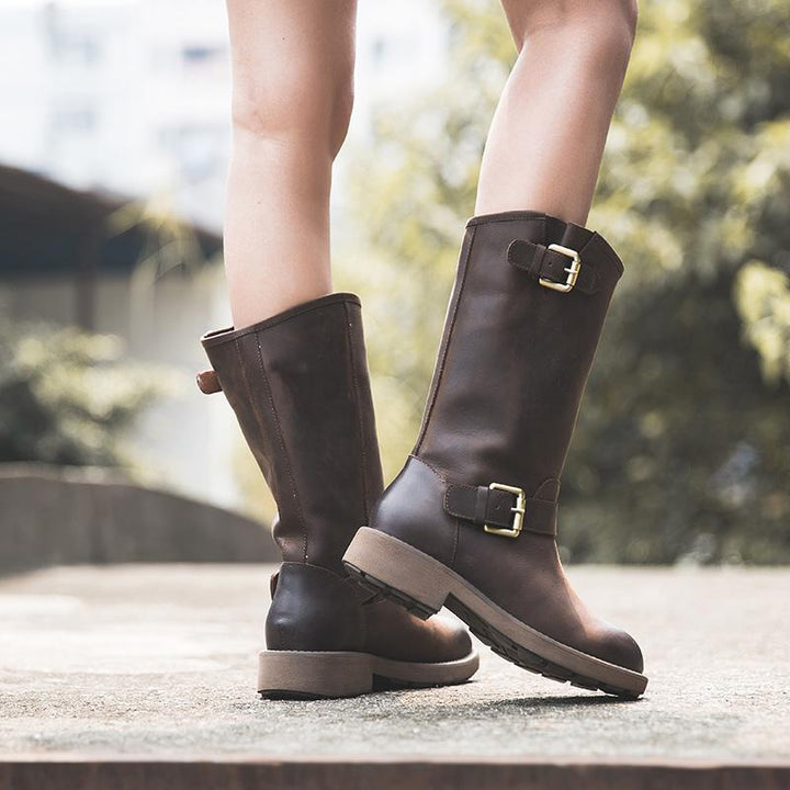 Women's Buckle Boots – Bold Style, Comfortable Fit – Casual Footwear