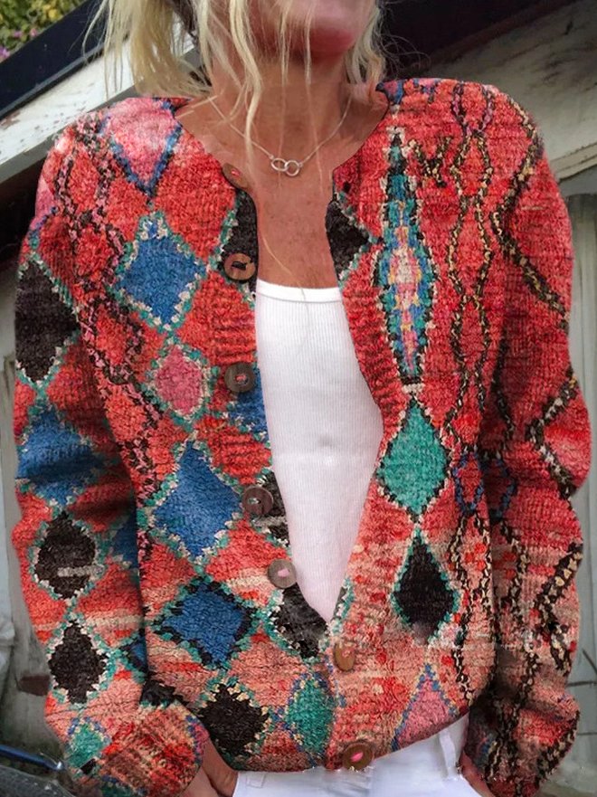 Women's Embroidered Floral Cardigan – Button Front Long Sleeve Knit Cardigan