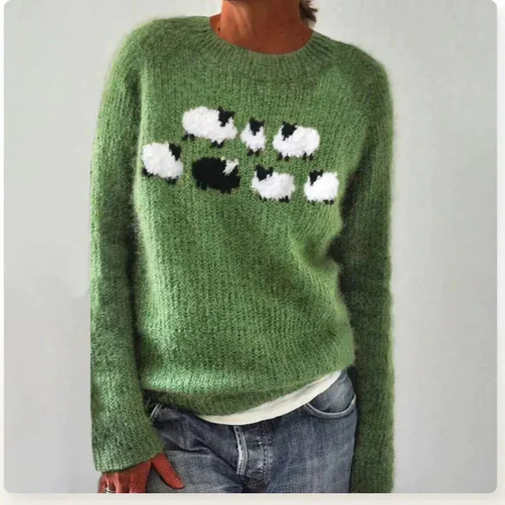 Women's Fair Isle Sweater Long Sleeve Round Neck Knit Pullover