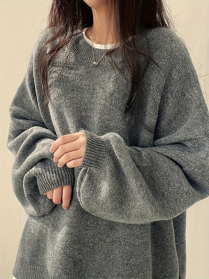 Marigold | Women's Oversized Crew Neck Sweater with Balloon Sleeves