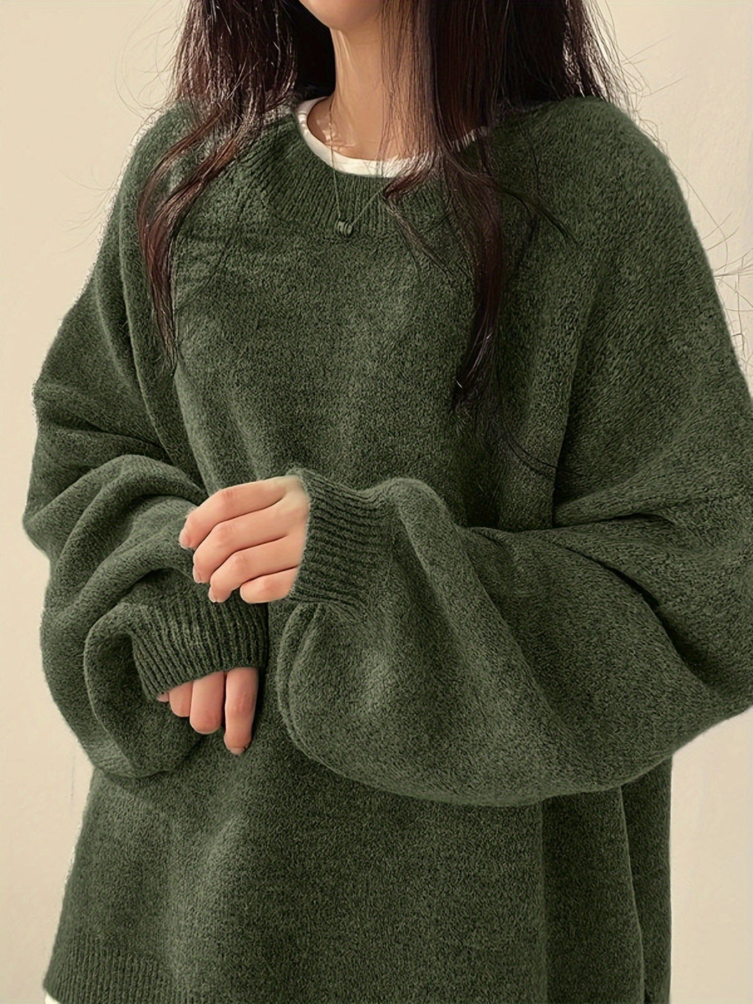Marigold | Women's Oversized Crew Neck Sweater with Balloon Sleeves
