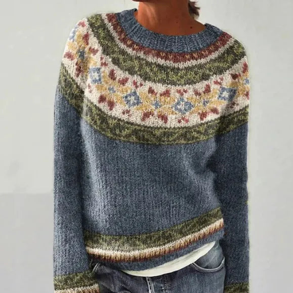 Selene | Crew Neck Ribbed Knit Sweater for Women
