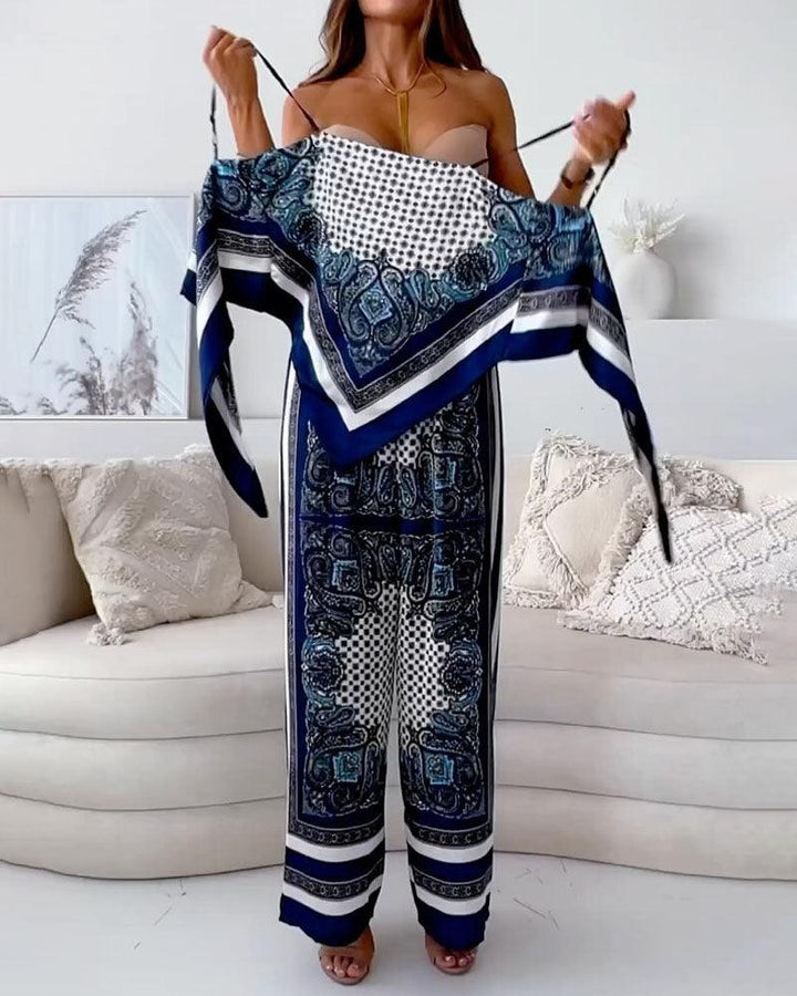 Lila Printed Lace-Up Vest & Pants Set