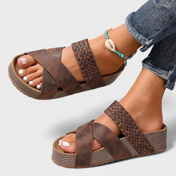 Alivia | Quilted Cross Strap Platform Sandals for Women