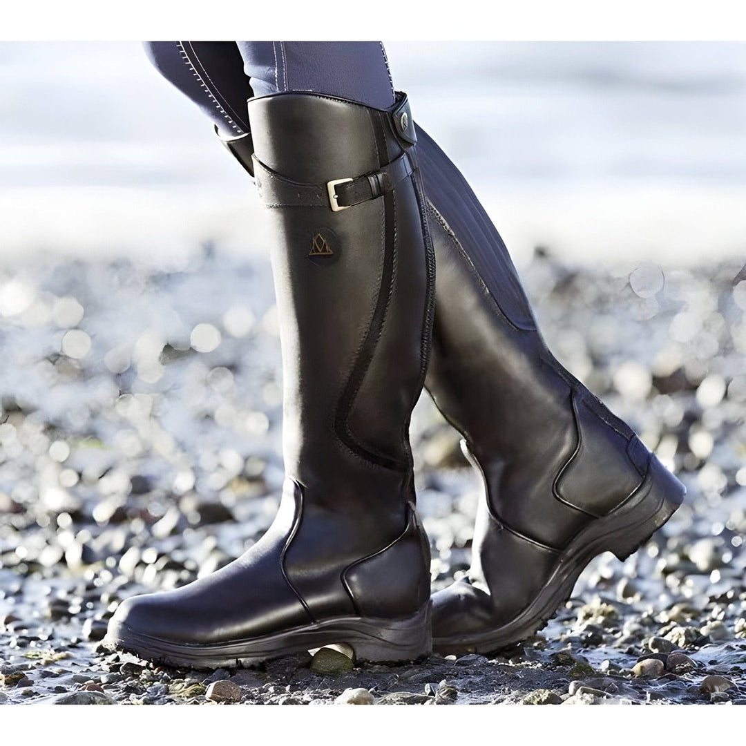 Cataleya | Leather Knee High Riding Boots with Buckle Strap for Women