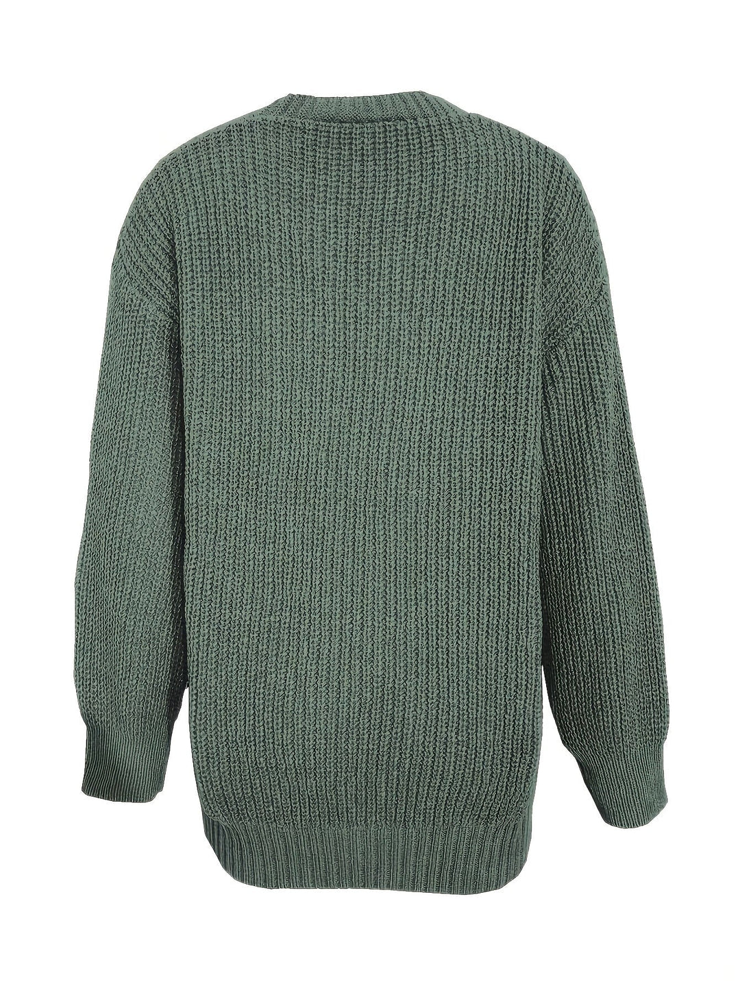 Women's Oversized Button-Front Cardigan V-Neck Long Sleeve Knit Pocket Sweater