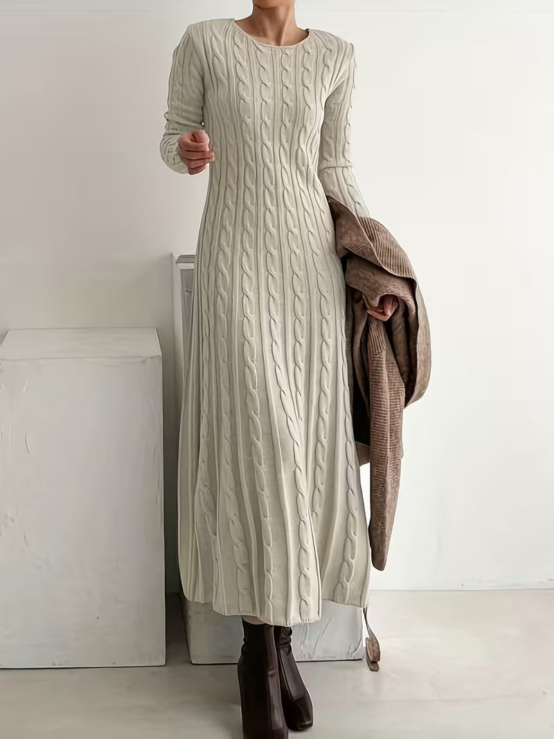 Olivia | Women's Cable Knit Maxi Dress with Long Sleeves