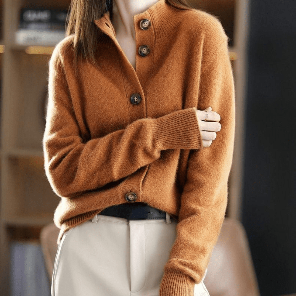 Women's Fluffy Button Front Cardigan – Plush Long Sleeve Knit Cardigan