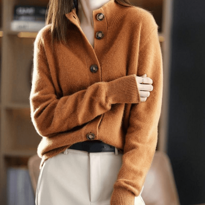 Women's Fluffy Button Front Cardigan – Plush Long Sleeve Knit Cardigan