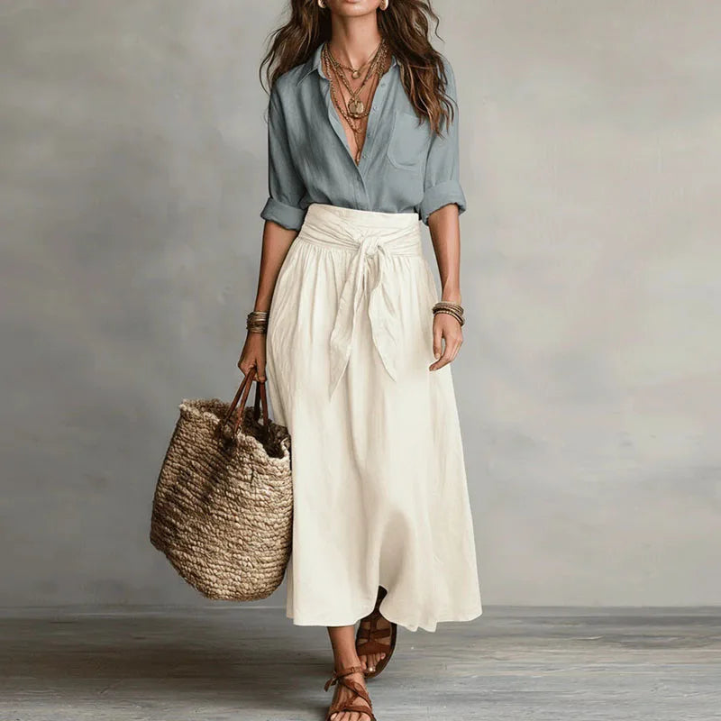 Clementine | Midi Skirt Set with Button-Down for Women