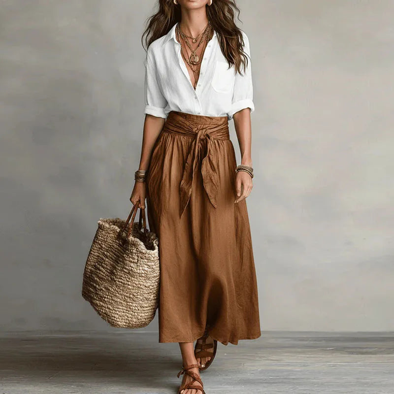 Clementine | Midi Skirt Set with Button-Down for Women