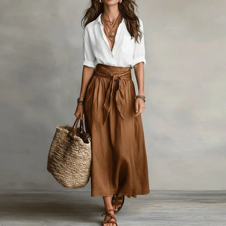 Clementine | Midi Skirt Set with Button-Down for Women