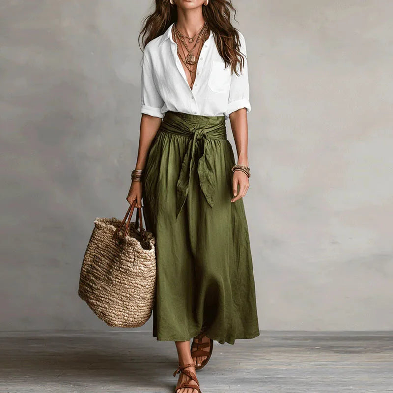 Clementine | Midi Skirt Set with Button-Down for Women