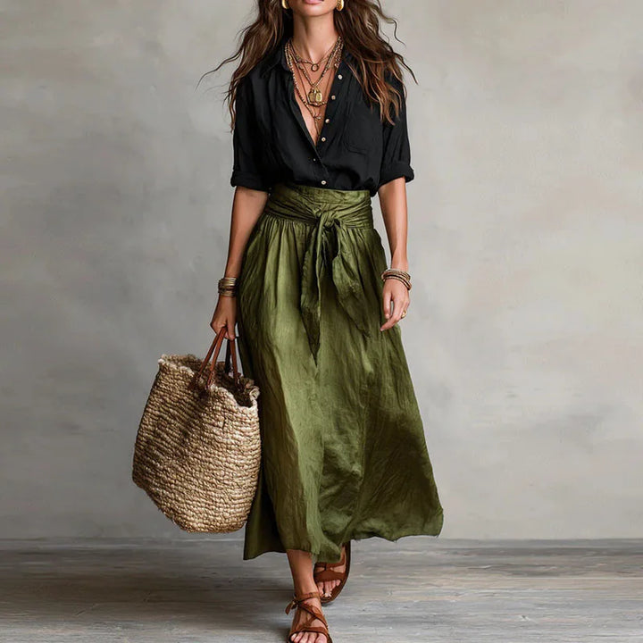 Clementine | Midi Skirt Set with Button-Down for Women
