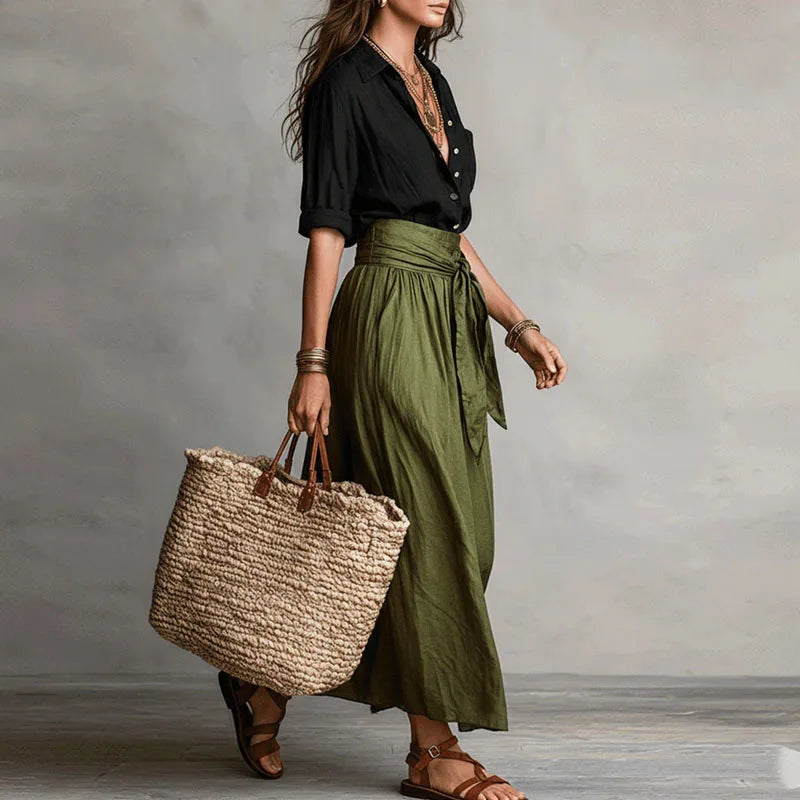 Clementine | Midi Skirt Set with Button-Down for Women