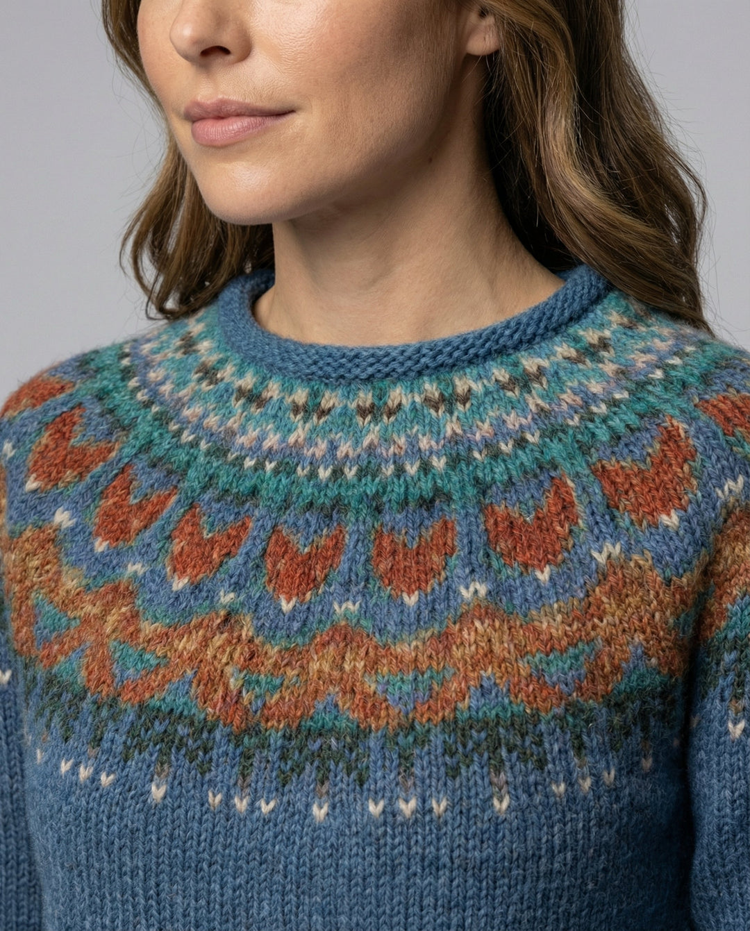 Women's Vintage Nordic Sweater – Icelandic Pattern Crew Neck Pullover