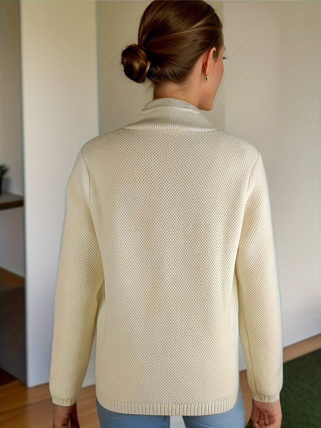 Odette | Women's Textured Knit Stand Collar Cardigan Jacket