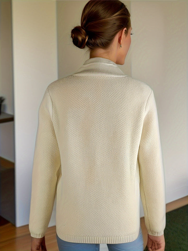 Odette | Women's Textured Knit Stand Collar Cardigan Jacket
