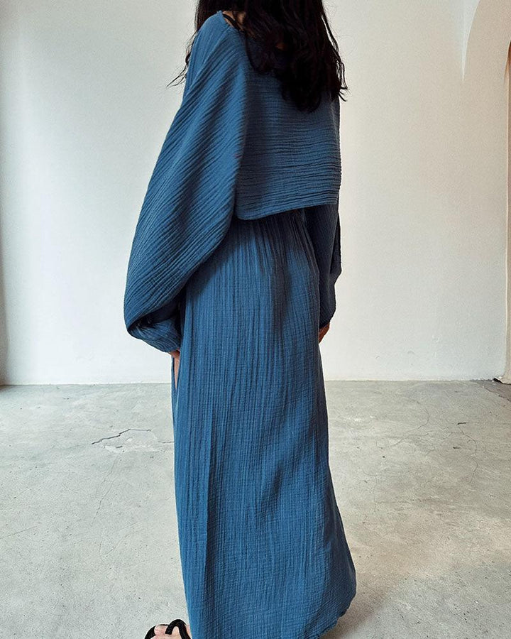 Lila Slit Cotton and Linen Two-Piece Set