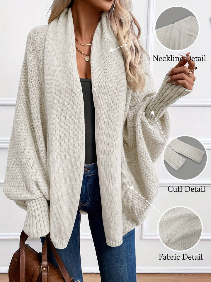 Women's Draped Shawl Collar Cardigan Open Front Batwing Sleeve Knit Sweater