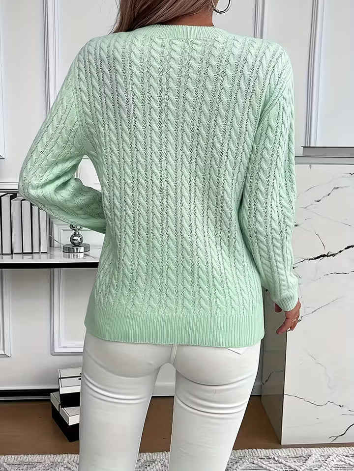 Marigold | Women's Cable Knit Crew Neck Sweater for Layering