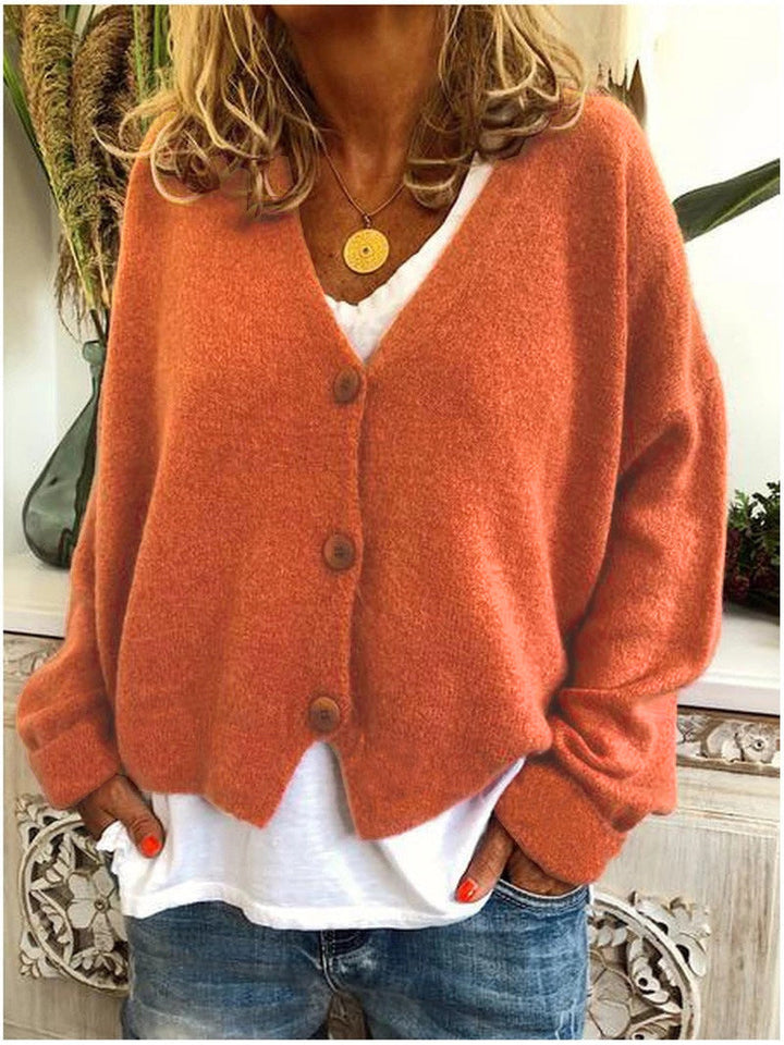 Women's Knit Cardigan V-Neck Long Sleeve Button-Front Open Casual Sweater