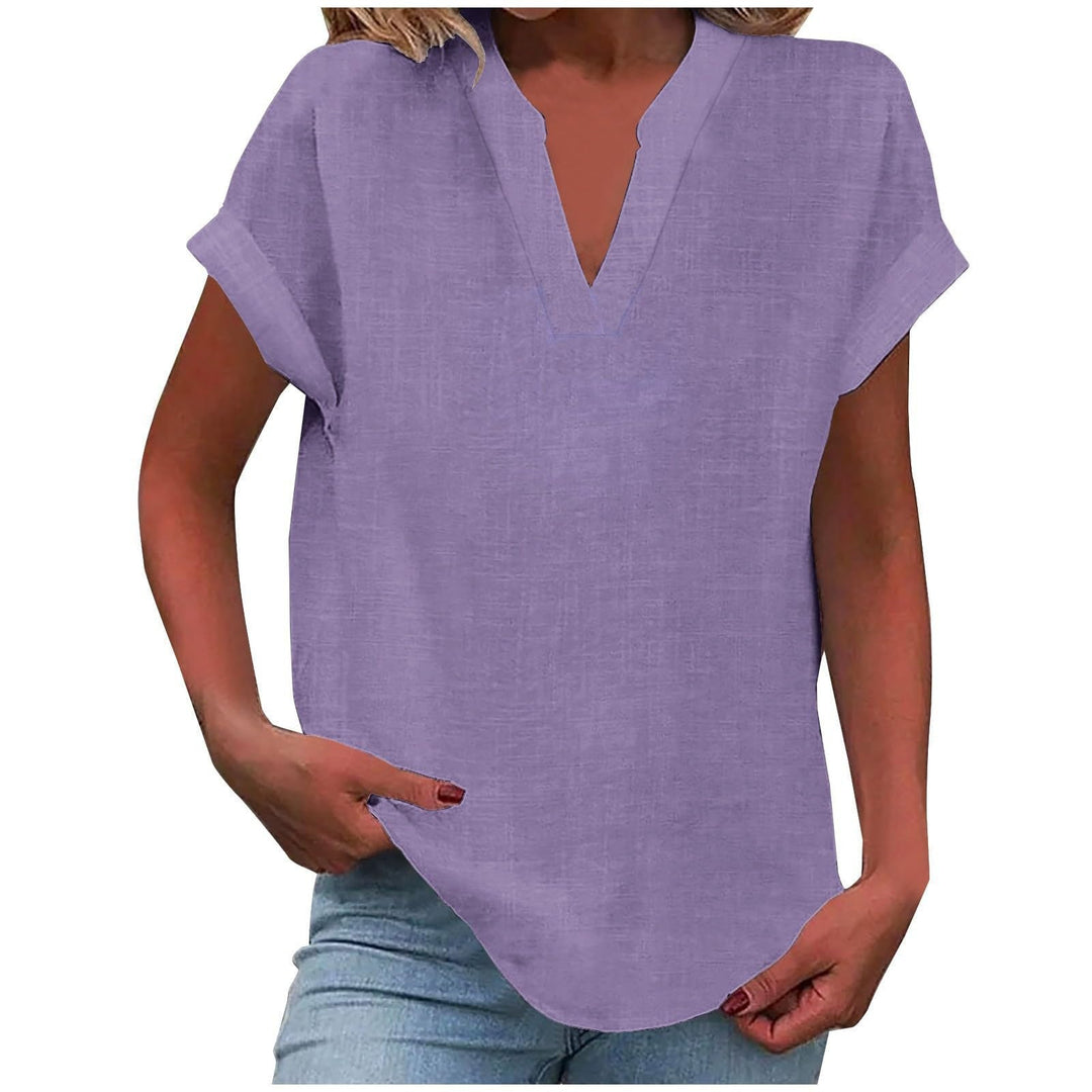 Dahlia | Blouse with V-Neck and Short Sleeves for Women