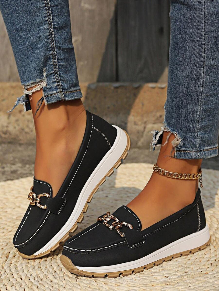 Veloura | Women's Orthopedic Slip-On Loafers with Gold Accent