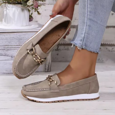 Veloura | Women's Orthopedic Slip-On Loafers with Gold Accent
