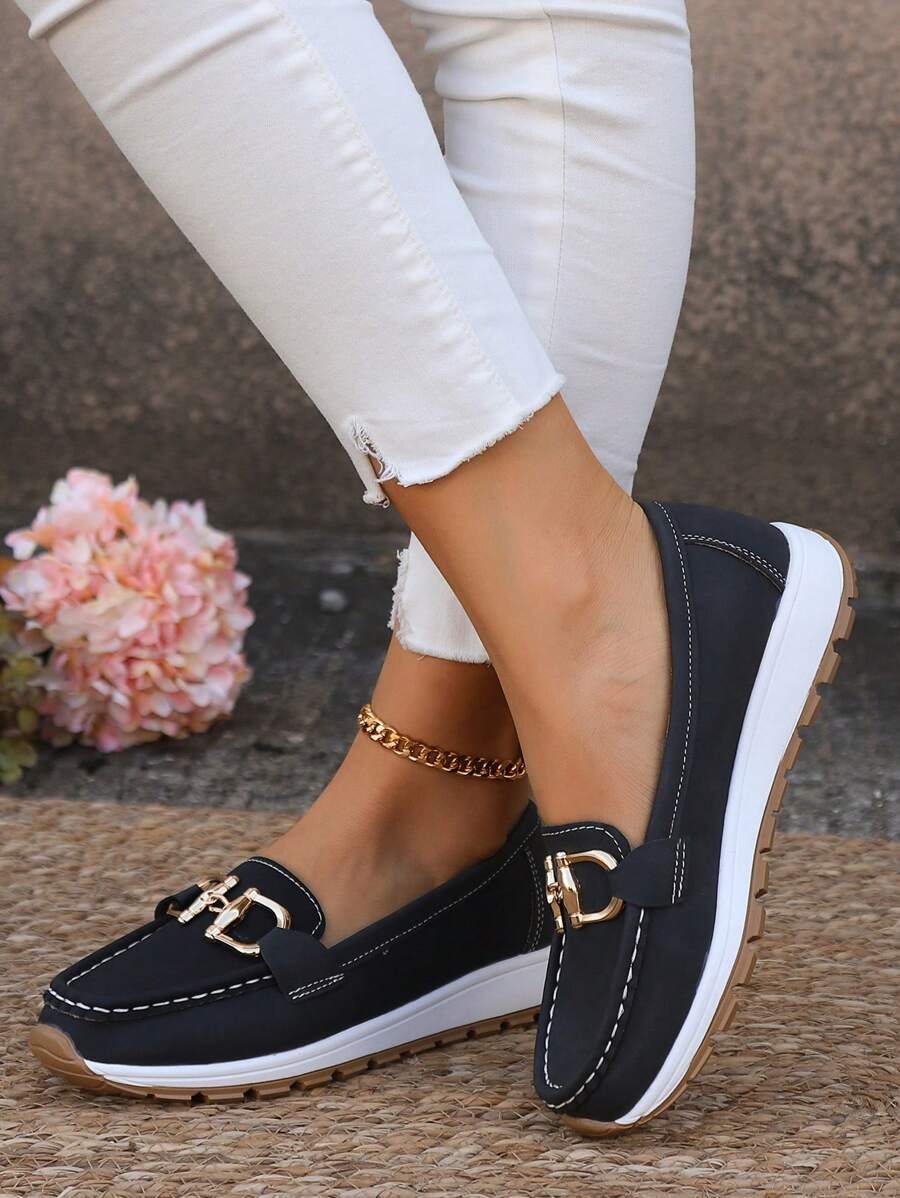 Veloura | Women's Orthopedic Slip-On Loafers with Gold Accent