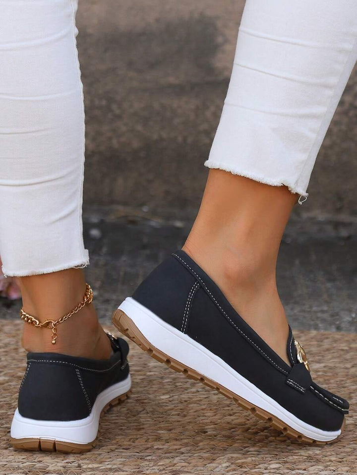 Veloura | Women's Orthopedic Slip-On Loafers with Gold Accent