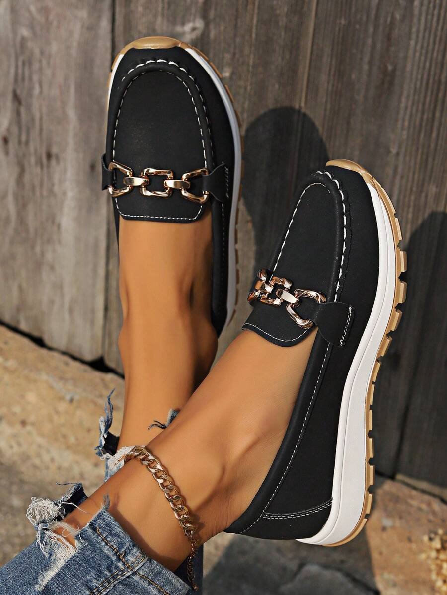 Veloura | Women's Orthopedic Slip-On Loafers with Gold Accent