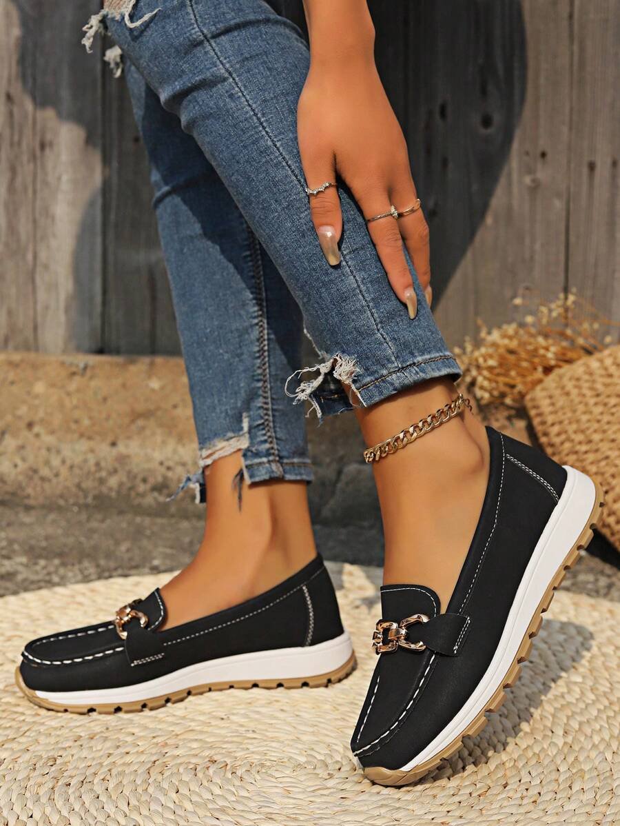 Veloura | Women's Orthopedic Slip-On Loafers with Gold Accent