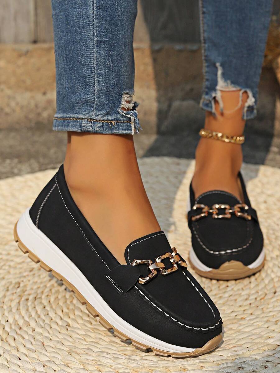 Veloura | Women's Orthopedic Slip-On Loafers with Gold Accent